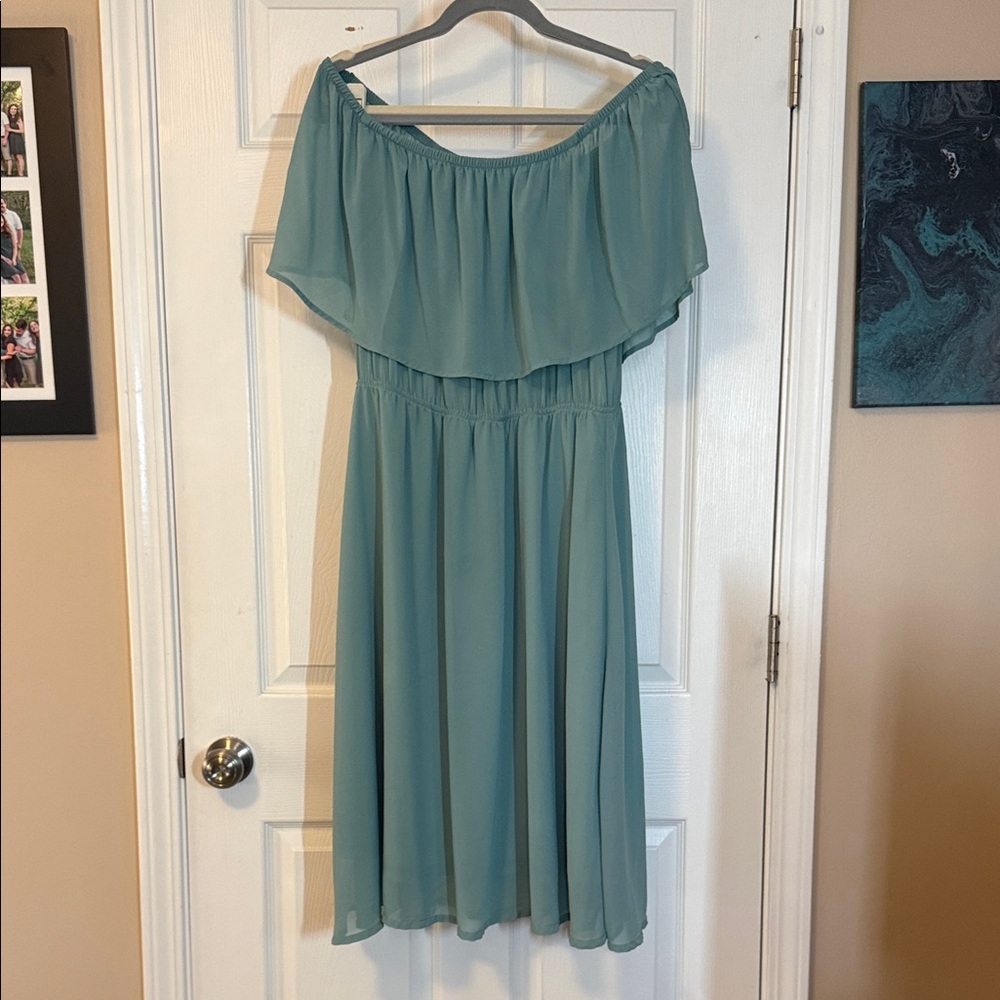 JustFab Teal Off-Shoulder Midi Dress